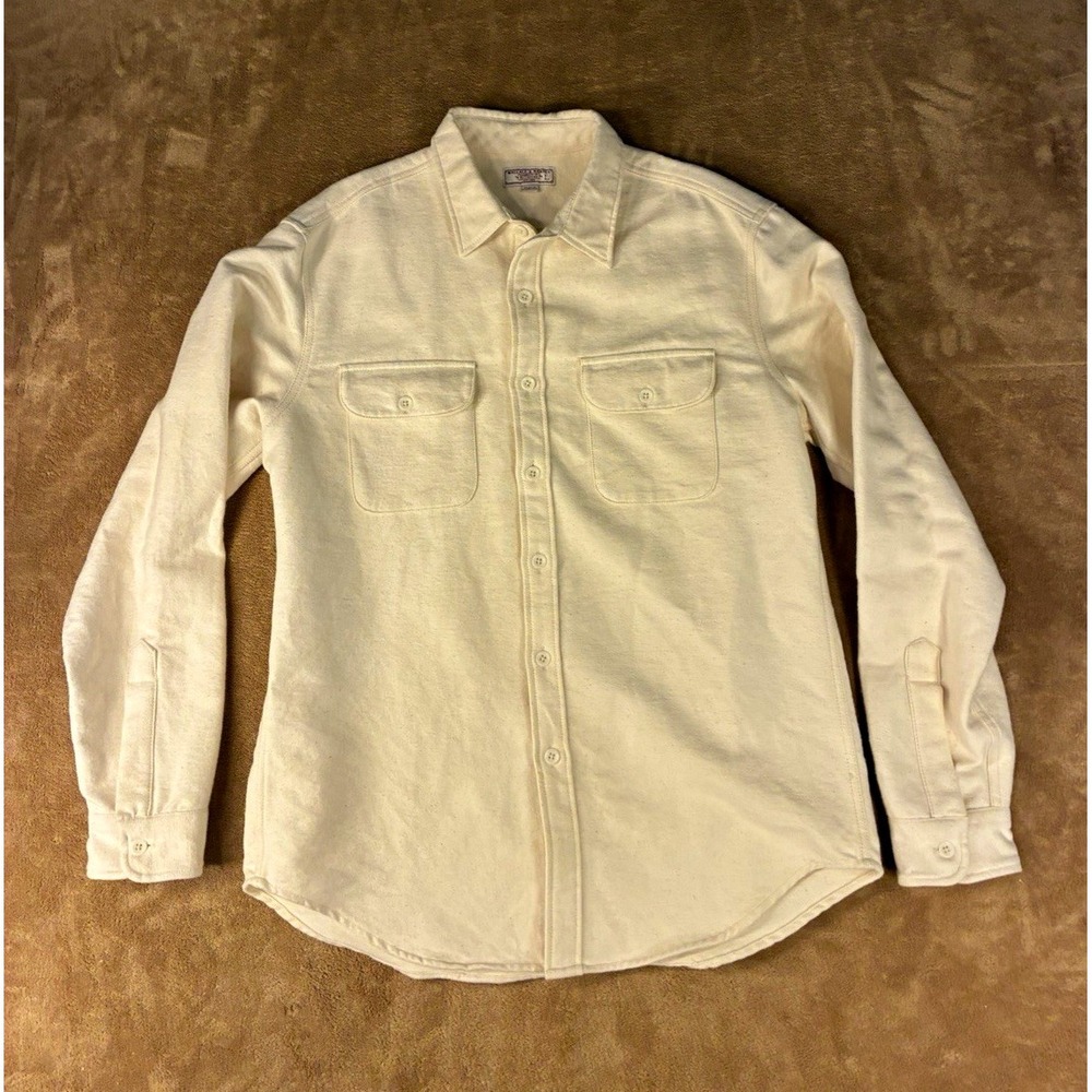 Wallace & Barnes Mens Shirt Large Cream Button-Up Quiet Luxury Gorpcore Shacket